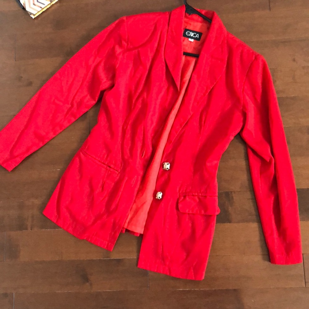 Beautiful Vintage Red Blazer with silver buttons
